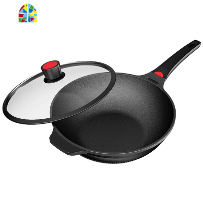 锅炒锅家用无涂层炒菜锅电磁炉煤气灶专用麦石锅具 FENGHOU 32cm+可立盖子+蒸笼