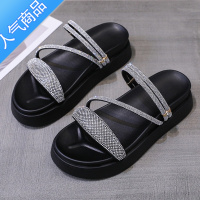 SUNTEK水钻拖鞋女夏外穿2023年新款仙女风时尚凉拖百搭厚底沙滩两穿凉鞋