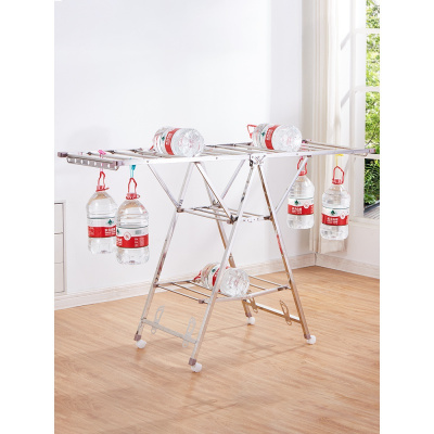 美帮汇晾衣架落地折叠不锈钢卧室内凉衣架毛巾架阳台晒被子家用