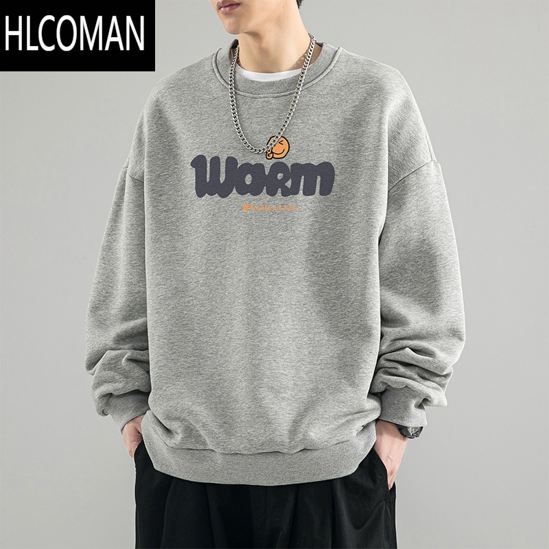 HLCOMANMTVO卫衣男款新款圆领长袖t恤春季加绒内搭打底衫衣服