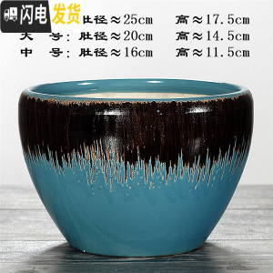 三维工匠陶瓷花盆特大号创意北欧风简约室内透气绿萝多肉植物花盆 苹果[蓝扫黑]送塑料托 中号(肚径16)花盆容器