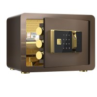 臻远ZY-NW-BXGS-08全钢实心保险柜办公防盗保险箱 高25cm咖色指纹款