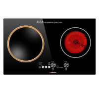 志高(CHIGO)电磁炉嵌入式双灶电陶炉家用电池炉凹面3500w大功率镶嵌式多功能灶台双头 3500W 一凹一平 旋钮+