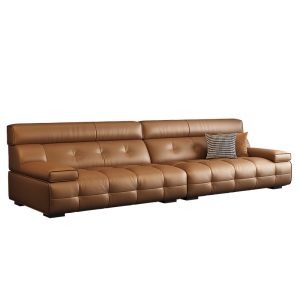 苏宁家装意式极简真皮沙发头层牛皮客厅简约现代轻奢直排大黑牛沙发-卡尔适曼联