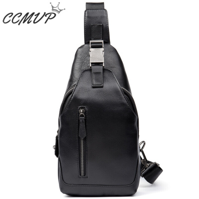 CCMVP品牌自营质量保证-CCMVP休闲品牌胸男新款小牛皮休闲男士户外胸户外头层牛皮背黑色小牛皮默认颜色
