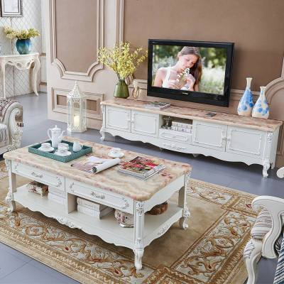 欧式实木电视柜大理石茶几 客厅套装茶几地柜组合经济型现代风格