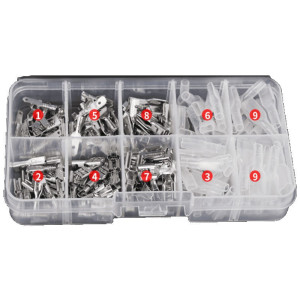 汐岩插簧+护套6.3/4.8/2.8插拔式冷压接线端子 电线连接器 公母头套盒