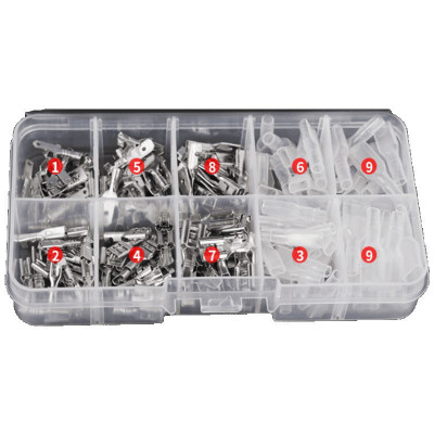 汐岩插簧+护套6.3/4.8/2.8插拔式冷压接线端子 电线连接器 公母头套盒