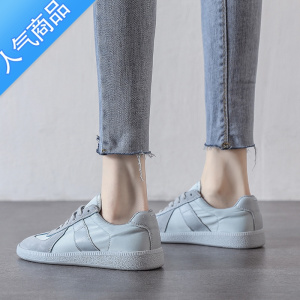 SUNTEK夏季薄款冰丝网布透气小白鞋女2023新款复古软底休闲德训板鞋