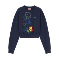 高田贤三(Kenzo)女士圆领运动卫衣棉质透气舒适简约百搭配色显瘦