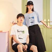 [2.5折价59元]唐狮夏新款不一样的七夕情侣装女短款上衣g重磅T恤宽松版y