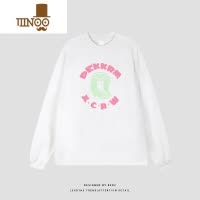 YANXU250g美式圆领长袖T恤男ins国潮牌字母印花宽松hiphop上衣