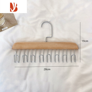 三维工匠原木风多衣架宿舍挂吊带器波浪挂钩家用内衣领带背心收纳架 原木色8个钩子