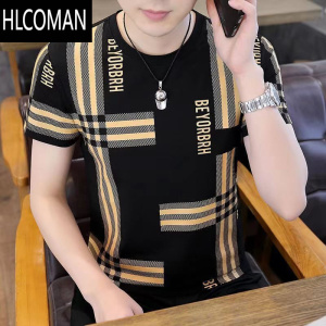 HLCOMAN新款男装冰丝短袖t恤男夏季速干半袖潮流莫代尔棉体恤休闲上衣服