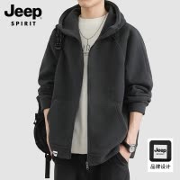 JEEP吉普双面摇粒绒开衫卫衣男士秋冬季2025新款保暖连帽外套夹克