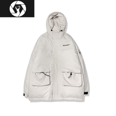 HongZun中长款棉衣男宽松连帽休闲加厚棉服潮流百搭冬季韩版情侣工装外套棉衣