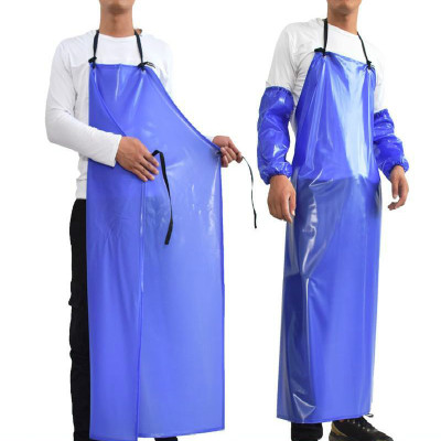 工作服加厚蓝色食品厂防水围裙PVC防水防油耐酸碱耐低温围裙大巾饭单