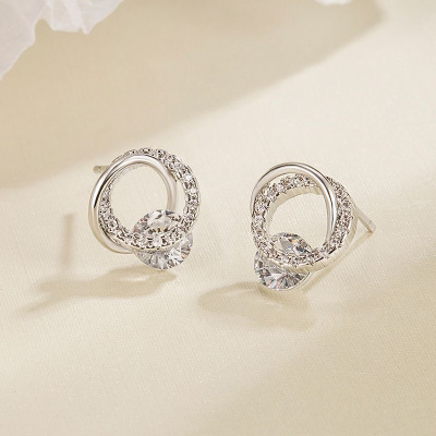 s925银针超闪锆石耳钉女轻奢小众耳环2024新款潮设计高级感耳饰送女朋友老婆情人节七夕生日礼物