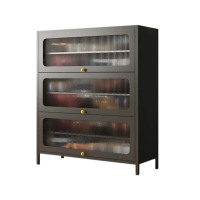 铭威盾家用门口鞋柜新款2024室内入户储物柜一体翻门钢制3门6层60宽-灰