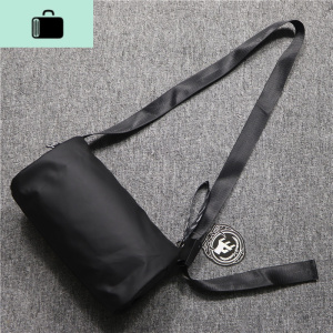 时尚简约圆筒男士单肩包 防水帆布潮流斜跨背包 水桶男斜挎包NEW LAKE 黑色男士斜挎包 黑色