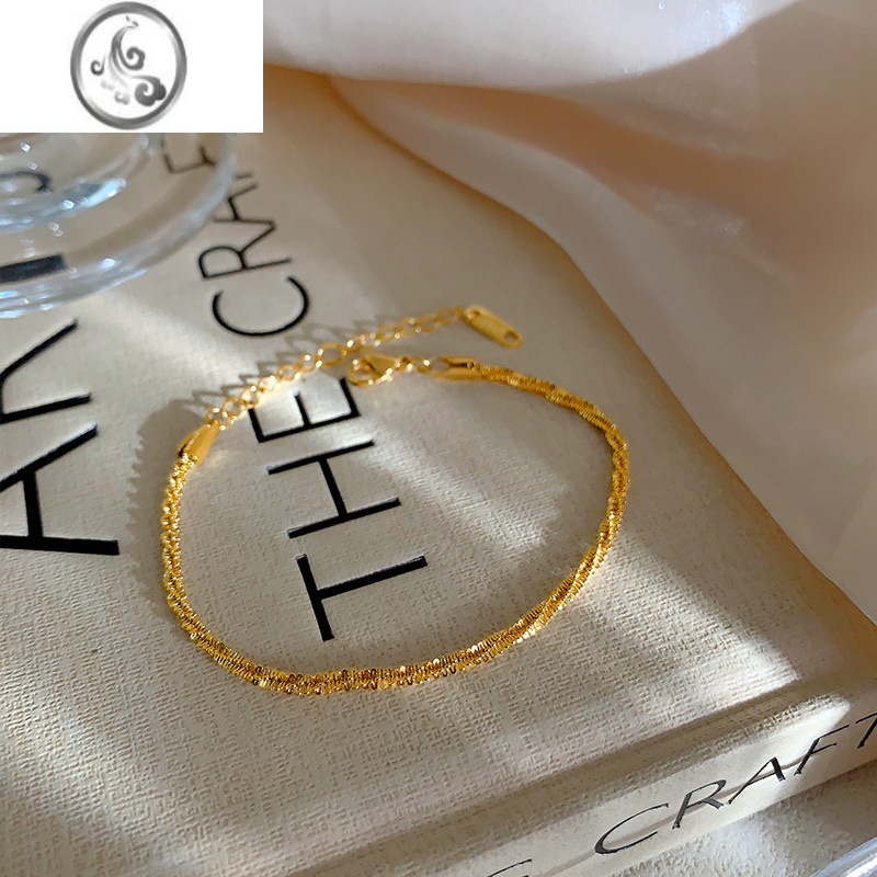 JiMi波光粼粼手链女轻奢小众设计感金钛钢精致闺蜜手环不掉色素链