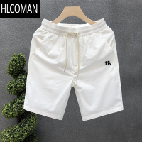 HLCOMAN简约刺绣短裤男款潮牌休闲白色五分裤男士夏季薄款运动沙滩半截裤