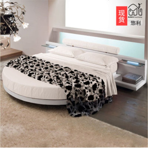 圆床双人床公主床现代简约婚床主题酒店宾馆情侣床圆形床大皮床 其他_圆床+床垫_框架结构
