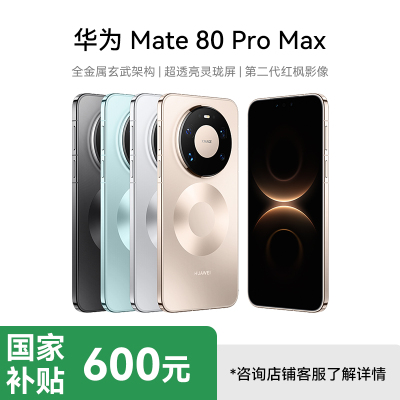 HUAWEI Mate 80 Pro Max 16GB+1TB 极地银 旗舰手机 全金属玄武架构 超透亮灵珑屏华为直屏鸿蒙手机