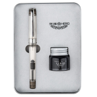 英雄(HERO)钢笔709墨水套装 学生练字成人书写办公铱金笔墨水礼盒铁盒装0.5mm