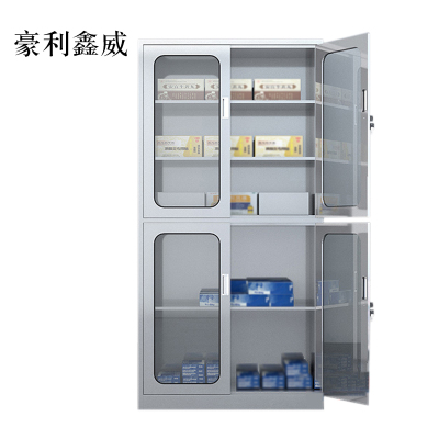 豪利鑫威室文件柜不锈钢柜子储物柜资料柜档案柜带锁文件柜304上下玻文件柜