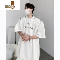YANXU夏季感短袖t恤男小众解构金属扣设计感韩版宽松垫肩潮牌高街