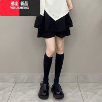 YIBUSHENG大码女装2024装新款胖MM立体口袋层次感俩层显瘦阔腿花苞短裤裙