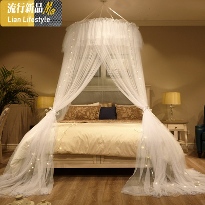 网红蚊帐吊顶圆密加厚家用双人床免安装公主风1.2m/1.5m/1.8m 三维工匠