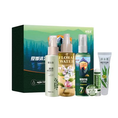 裕金源夏季清凉驱蚊套装驱蚊液110ml+植萃舒缓香氛花露水120ml+冰感清凉喷雾110ml+ 薄荷膏10g+鼻舒1.5