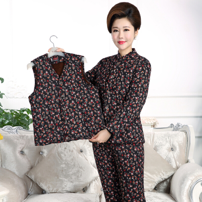 老年奶奶冬季保暖套装老人棉裤加厚加绒中老年妈妈棉袄女套装