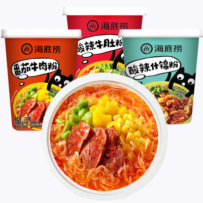 海底捞-酸辣牛肚粉/酸辣什锦粉冲泡方便粉丝1碗大袋牛肚酸辣汤超爽方便速食满12有赠品-