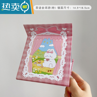 敬平ins风梳妆台小镜子大号台式化妆镜折叠可爱便携宿舍桌面可立学生 茶话会郊游(粉) 升级全面镜便携式用镜