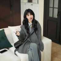 双面毛呢大衣韩版气质休闲慵懒小香风秋冬款时尚百搭洋气休闲宽松