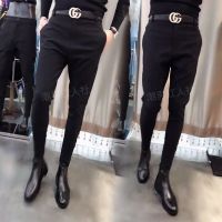 SUNTEK休闲长裤男春夏小伙男士修身小脚长裤韩版潮发型师黑色九分西裤男西裤