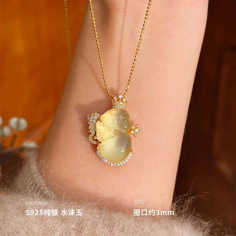 925纯银水沫玉小仙女吊坠女项坠时尚小众设计个性高级感 BCZ1933