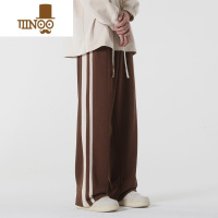 YANXU秋季百搭新款条纹阔腿裤男日系潮流休闲长裤宽松简约直筒裤子男款