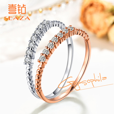 SEAZA喜钻叠戴系列-百搭款-K金钻石戒指排戒钻戒简约百搭可叠戴个性时尚多款可选