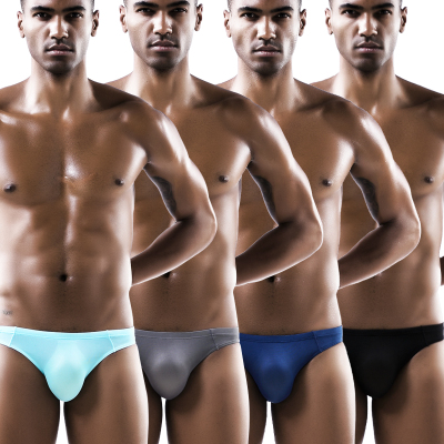 三条装奥元素男士冰丝内裤男一片式三角裤衩透气中腰短裤头青年141T