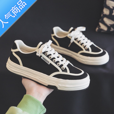 SUNTEK夏季超火帆布鞋女款2023年新款夏款百搭板鞋休闲板鞋小黑鞋布鞋子