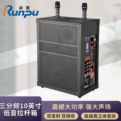 润普Runpu会议音频扩声 三分频10英寸低音卡拉OK户外演出活动野外作训带话筒拉杆音箱RP-S-LGP10F