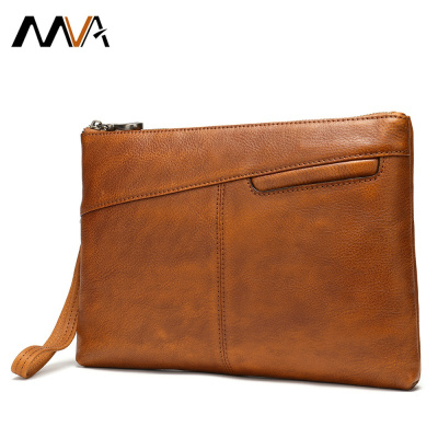MVA商务新款手包男士信封手拿包头层牛皮擦色手腕包潮31121