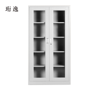 珩逸钢制档案柜财务凭证柜带锁储物柜铁皮柜书柜通玻对开门文件柜