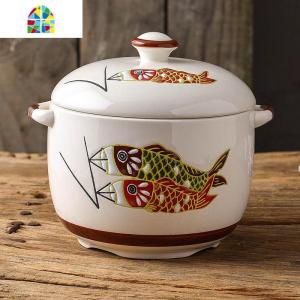 陶瓷带盖锅隔水内胆糖燕窝蒸炖盅汤煲炖煲可高温放猪油罐子 FENGHOU 白色鱼纹炖蛊(大号)