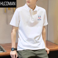 HLCOMAN美式复古男士polo衫短袖宽松百搭半袖体恤夏季t恤翻领上衣服