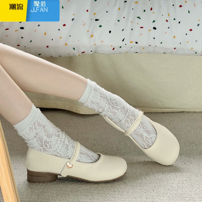 聚范配裙子法式单鞋女2024新款气质女鞋温柔风粗跟玛丽珍鞋圆头小皮鞋